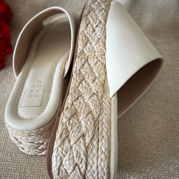 Shu Shop Beige Lizzie Slip On Wedge Espadrilles Size 8 - Picture 6 of 10